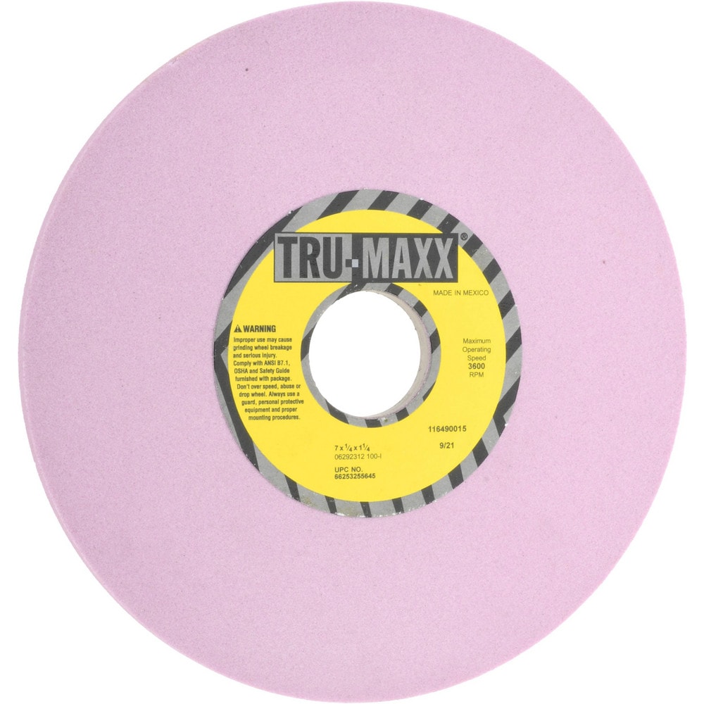 Tru-Maxx 66253255645 Surface Grinding Wheel: 7" Dia, 1/4" Thick, 1-1/4" Hole, 100 Grit, I Hardness Image