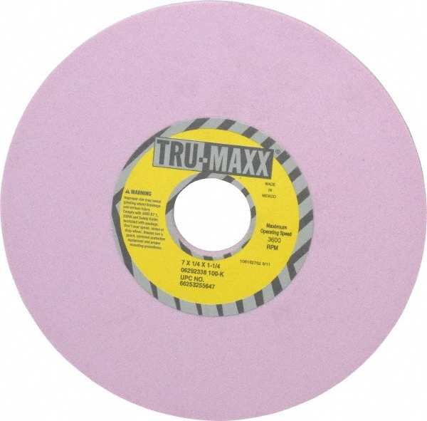 Tru-Maxx 66253255647 Surface Grinding Wheel: 7" Dia, 1/4" Thick, 1-1/4" Hole, 100 Grit, K Hardness Image