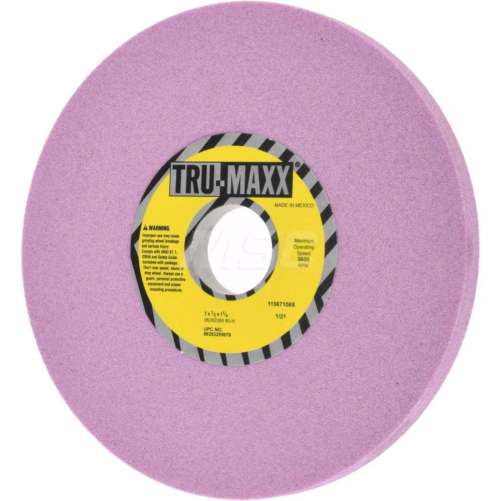 Tru-Maxx 66253255678 Surface Grinding Wheel: 7" Dia, 1/2" Thick, 1-1/4" Hole, 80 Grit, H Hardness Image