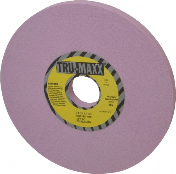 Tru-Maxx 66253255683 Surface Grinding Wheel: 7" Dia, 1/2" Thick, 1-1/4" Hole, 100 Grit, I Hardness Image