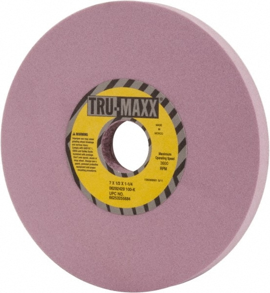 Tru-Maxx 66253255684 Surface Grinding Wheel: 7" Dia, 1/2" Thick, 1-1/4" Hole, 100 Grit, K Hardness Image