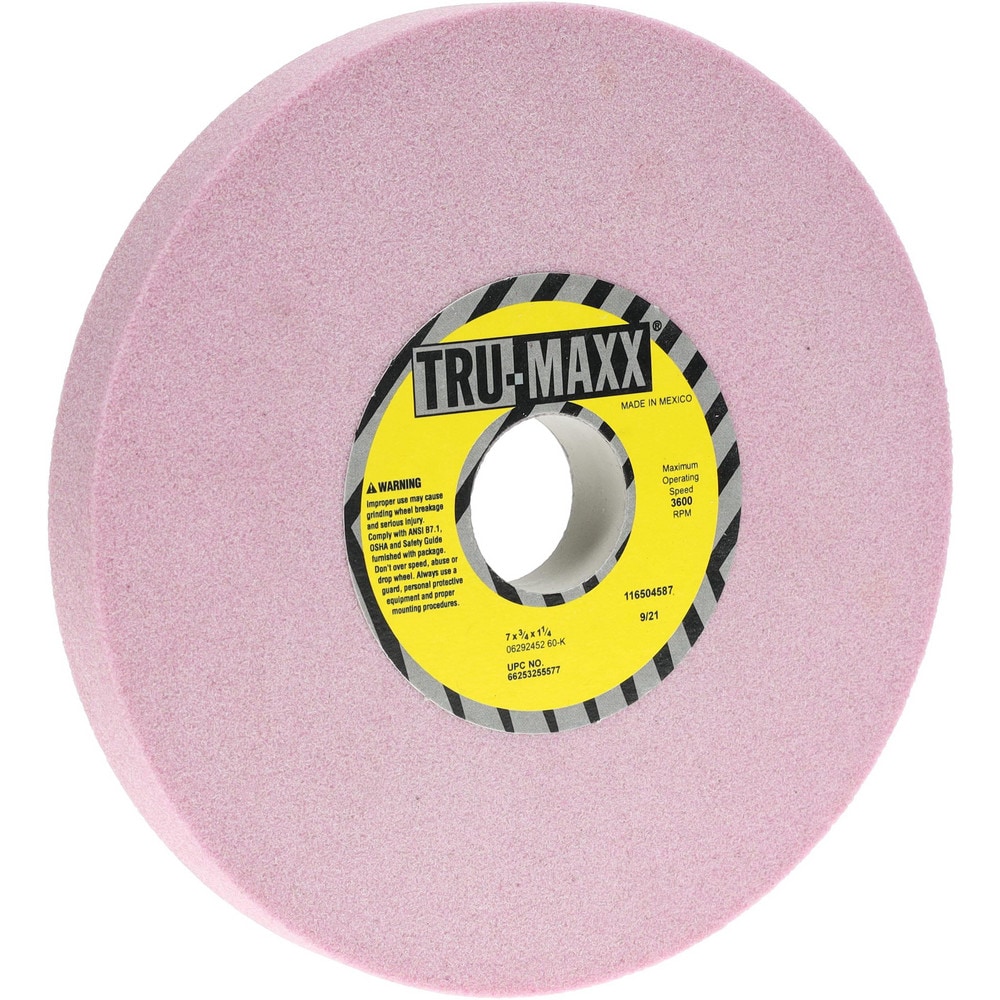 Tru-Maxx 66253255577 Surface Grinding Wheel: 7" Dia, 3/4" Thick, 1-1/4" Hole, 60 Grit, K Hardness Image