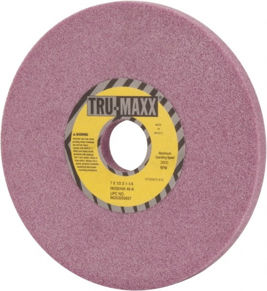 Tru-Maxx 66253255657 Surface Grinding Wheel: 7" Dia, 1/2" Thick, 1-1/4" Hole, 46 Grit, K Hardness Image