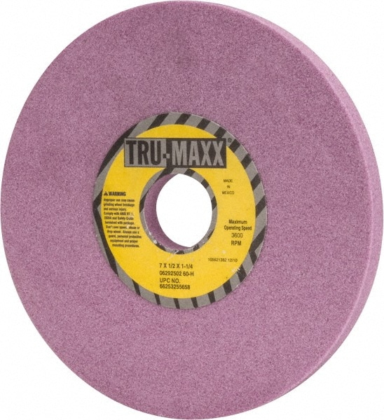 Tru-Maxx 66253255658 Surface Grinding Wheel: 7" Dia, 1/2" Thick, 1-1/4" Hole, 60 Grit, H Hardness Image