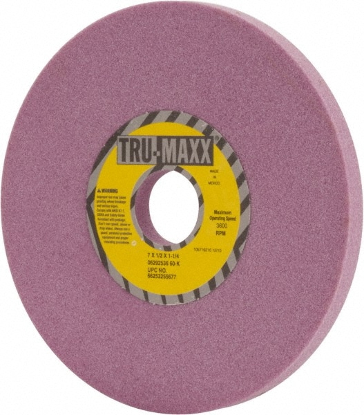 Tru-Maxx 66253255677 Surface Grinding Wheel: 7" Dia, 1/2" Thick, 1-1/4" Hole, 60 Grit, K Hardness Image