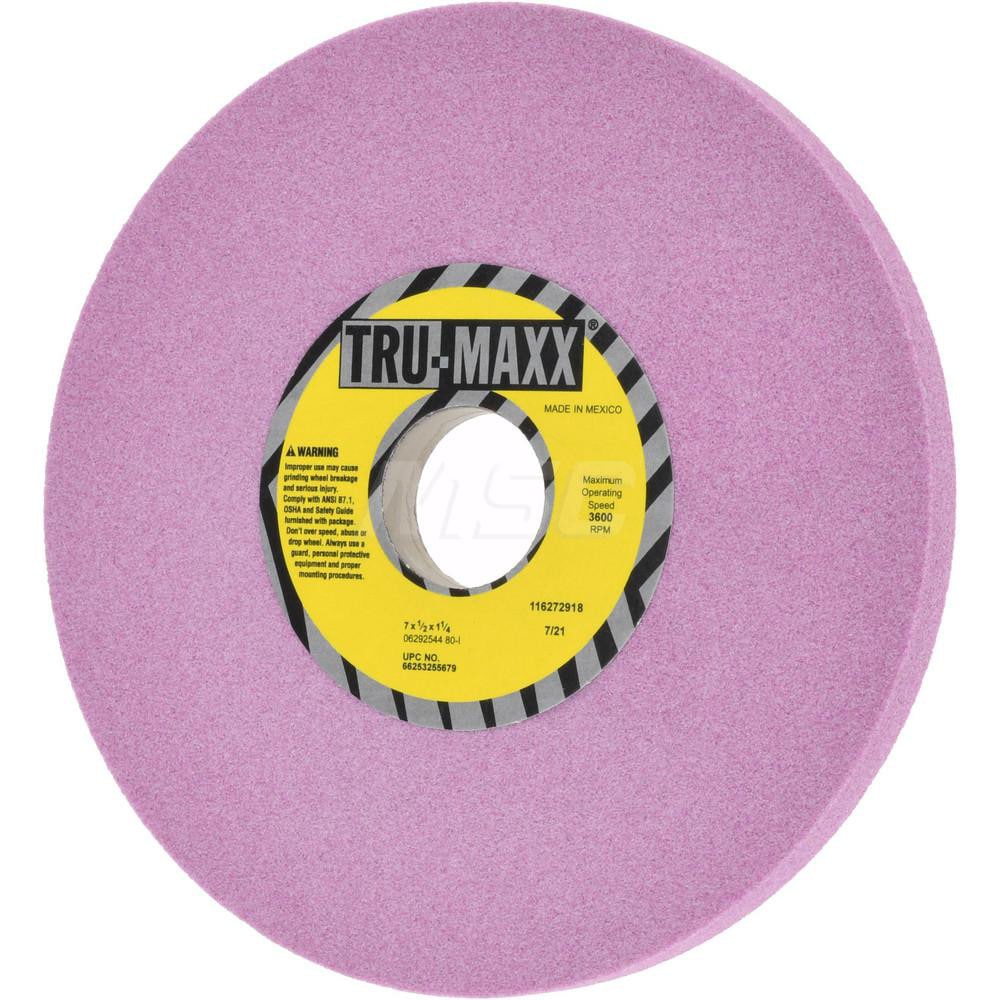 Tru-Maxx 66253255679 Surface Grinding Wheel: 7" Dia, 1/2" Thick, 1-1/4" Hole, 80 Grit, I Hardness Image