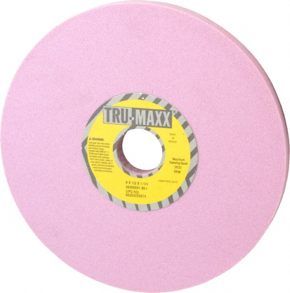 Tru-Maxx 66253255614 Surface Grinding Wheel: 8" Dia, 1/2" Thick, 1-1/4" Hole, 80 Grit, I Hardness Image