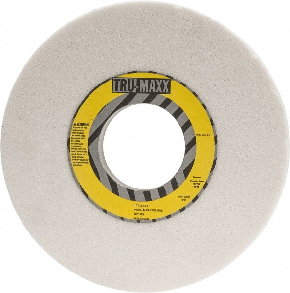 Tru-Maxx 66253269667 Surface Grinding Wheel: 10" Dia, 3/4" Thick, 3" Hole, 60 Grit, K Hardness 