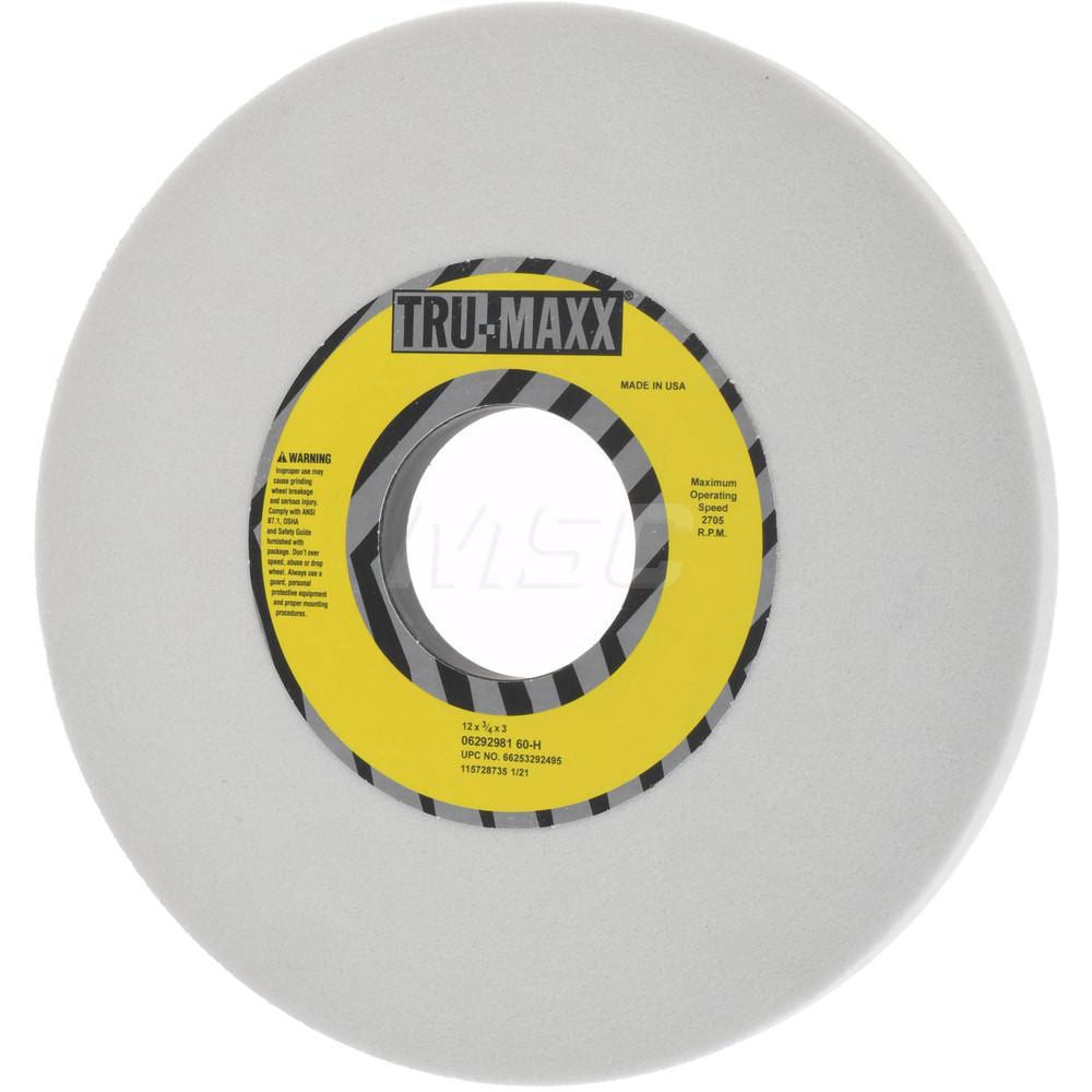 Tru-Maxx 66253292495 Surface Grinding Wheel: 12" Dia, 3/4" Thick, 3" Hole, 60 Grit, H Hardness 