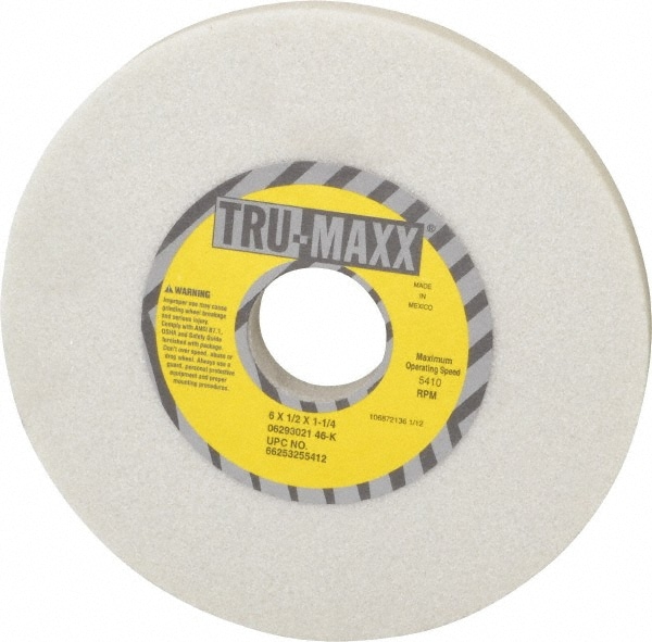 Tru-Maxx 66253255412 Surface Grinding Wheel: 6" Dia, 1/2" Thick, 1-1/4" Hole, 46 Grit, K Hardness Image