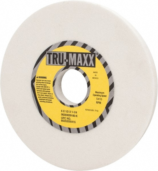 Tru-Maxx 66253255415 Surface Grinding Wheel: 6" Dia, 1/2" Thick, 1-1/4" Hole, 80 Grit, K Hardness Image