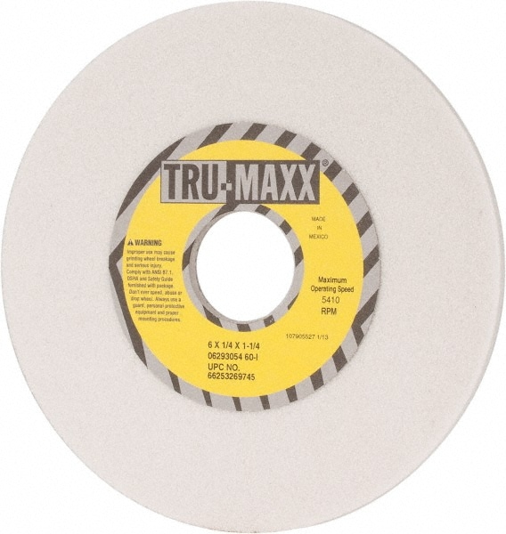 Tru-Maxx 66253269745 Surface Grinding Wheel: 6" Dia, 1/4" Thick, 1-1/4" Hole, 60 Grit, I Hardness Image