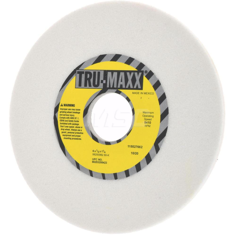 Tru-Maxx 66253255423 Surface Grinding Wheel: 6" Dia, 1/4" Thick, 1-1/4" Hole, 60 Grit, K Hardness Image