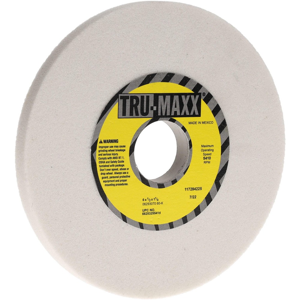 Tru-Maxx 66253255414 Surface Grinding Wheel: 6" Dia, 1/2" Thick, 1-1/4" Hole, 60 Grit, K Hardness Image