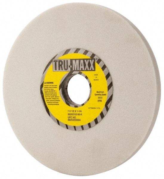 Tru-Maxx 66253255504 Surface Grinding Wheel: 7" Dia, 1/2" Thick, 1-1/4" Hole, 60 Grit, K Hardness Image