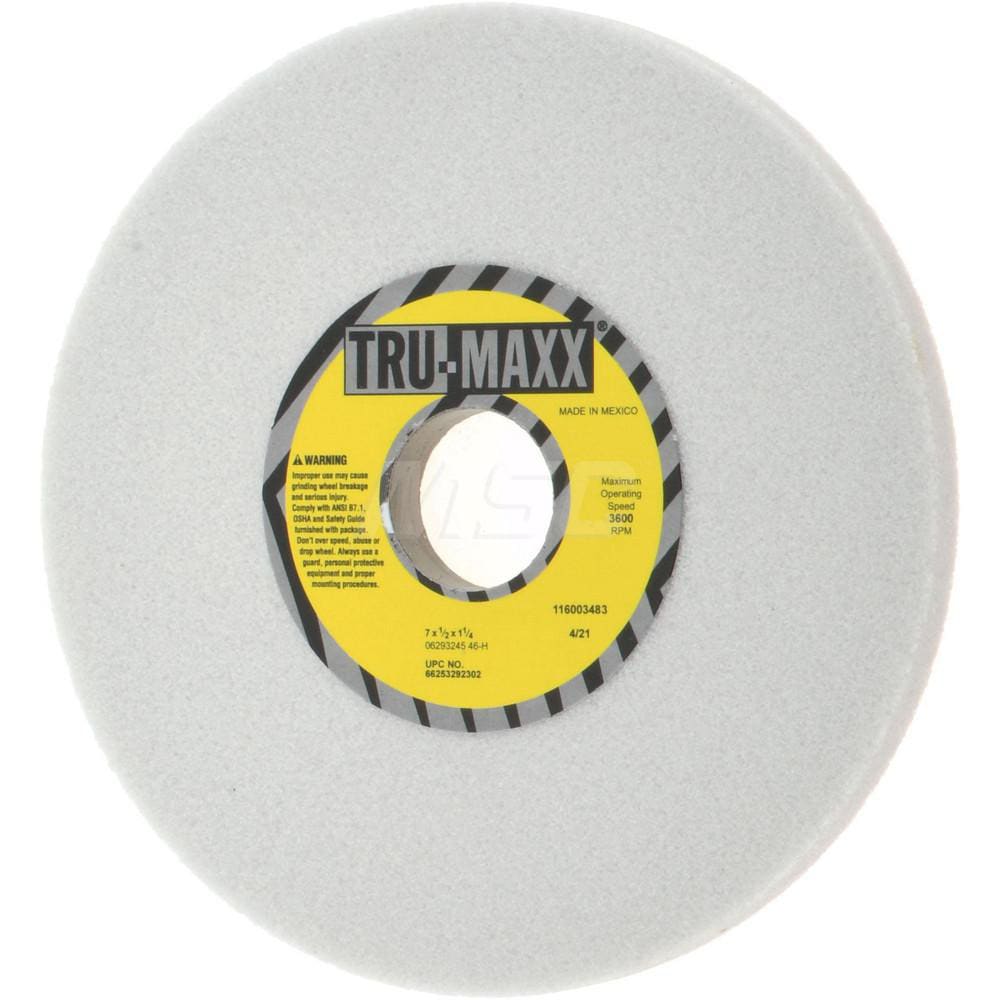 Tru-Maxx 66253292302 Surface Grinding Wheel: 7" Dia, 1/2" Thick, 1-1/4" Hole, 46 Grit, H Hardness Image