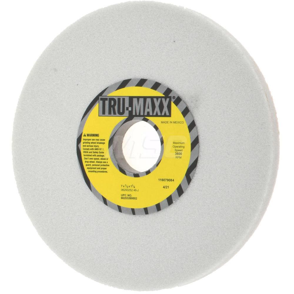 Tru-Maxx 66253269552 Surface Grinding Wheel: 7" Dia, 1/2" Thick, 1-1/4" Hole, 46 Grit, J Hardness Image