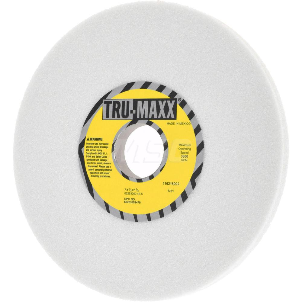 Tru-Maxx 66253292479 Surface Grinding Wheel: 7" Dia, 1/2" Thick, 1-1/4" Hole, 46 Grit, K Hardness Image