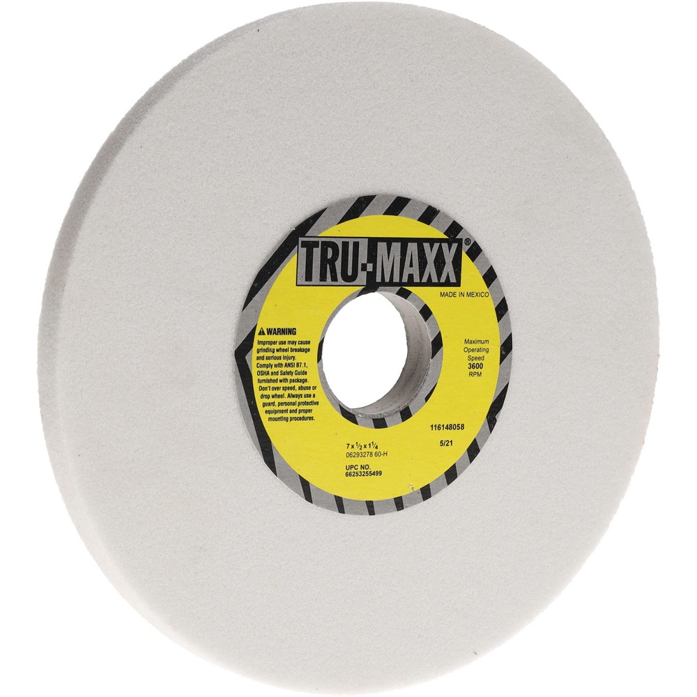 Tru-Maxx 66253255499 Surface Grinding Wheel: 7" Dia, 1/2" Thick, 1-1/4" Hole, 60 Grit, H Hardness Image