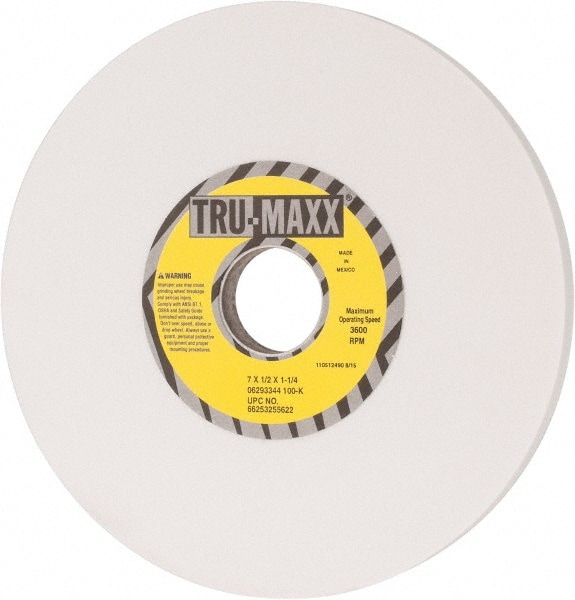 Tru-Maxx 66253255622 Surface Grinding Wheel: 7" Dia, 1/2" Thick, 1-1/4" Hole, 100 Grit, K Hardness Image