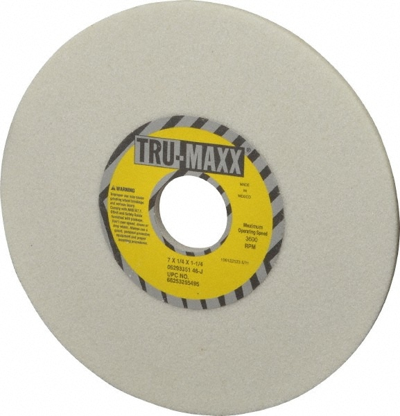 Tru-Maxx 66253255495 Surface Grinding Wheel: 7" Dia, 1/4" Thick, 1-1/4" Hole, 46 Grit, J Hardness Image