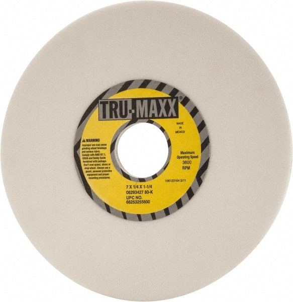 Tru-Maxx 66253255600 Surface Grinding Wheel: 7" Dia, 1/4" Thick, 1-1/4" Hole, 80 Grit, K Hardness Image