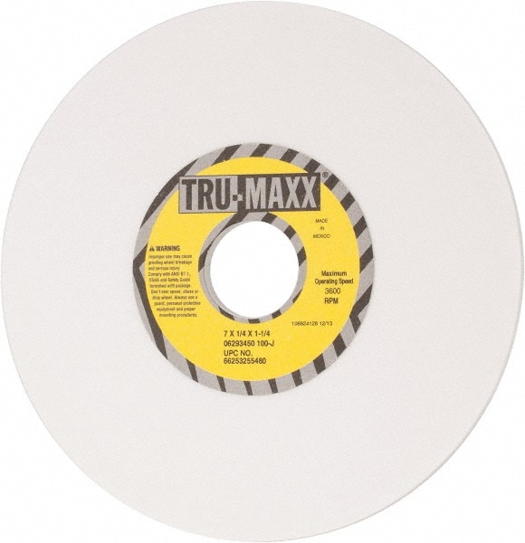 Tru-Maxx 66253255480 Surface Grinding Wheel: 7" Dia, 1/4" Thick, 1-1/4" Hole, 100 Grit, J Hardness Image