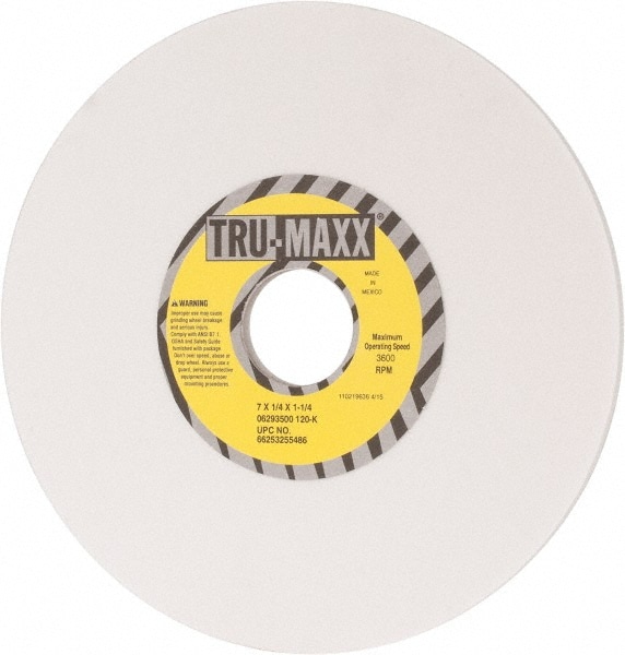 Tru-Maxx 66253255486 Surface Grinding Wheel: 7" Dia, 1/4" Thick, 1-1/4" Hole, 120 Grit, K Hardness Image