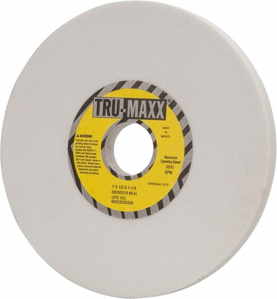 Tru-Maxx 66253255506 Surface Grinding Wheel: 7" Dia, 1/2" Thick, 1-1/4" Hole, 80 Grit, H Hardness Image