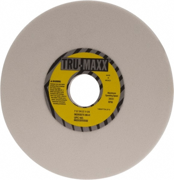 Tru-Maxx 66253255592 Surface Grinding Wheel: 7" Dia, 1/4" Thick, 1-1/4" Hole, 80 Grit, H Hardness Image