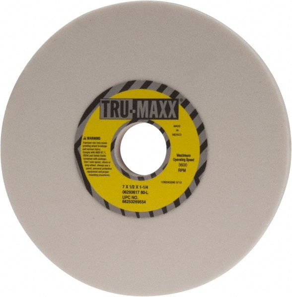 Tru-Maxx 66253269554 Surface Grinding Wheel: 7" Dia, 1/2" Thick, 1-1/4" Hole, 80 Grit, L Hardness Image