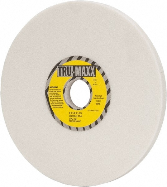 Tru-Maxx 66253255467 Surface Grinding Wheel: 8" Dia, 1/2" Thick, 1-1/4" Hole, 60 Grit, K Hardness Image