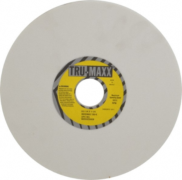 Tru-Maxx 66253255458 Surface Grinding Wheel: 8" Dia, 1/4" Thick, 1-1/4" Hole, 100 Grit, K Hardness Image