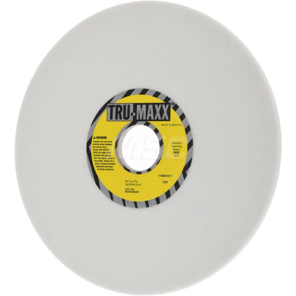 Tru-Maxx 66253255427 Surface Grinding Wheel: 8" Dia, 1/4" Thick, 1-1/4" Hole, 60 Grit, K Hardness Image