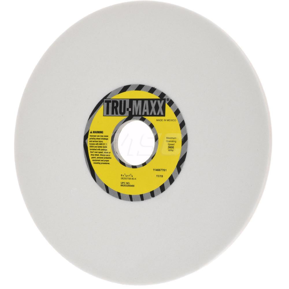 Tru-Maxx 66253255455 Surface Grinding Wheel: 8" Dia, 1/4" Thick, 1-1/4" Hole, 80 Grit, K Hardness Image