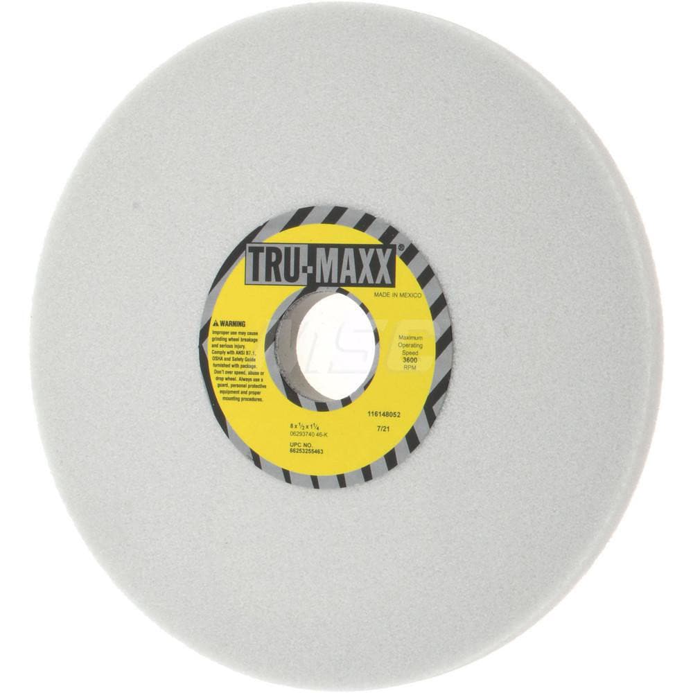 Tru-Maxx 66253255463 Surface Grinding Wheel: 8" Dia, 1/2" Thick, 1-1/4" Hole, 46 Grit, K Hardness Image