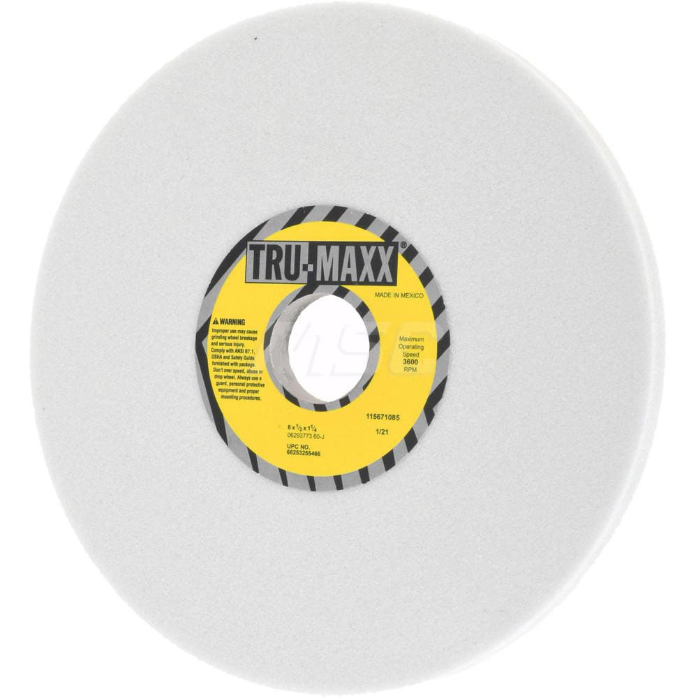 Tru-Maxx 66253255466 Surface Grinding Wheel: 8" Dia, 1/2" Thick, 1-1/4" Hole, 60 Grit, J Hardness Image