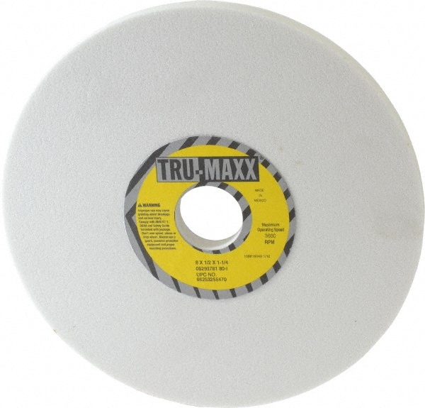 Tru-Maxx 66253255470 Surface Grinding Wheel: 8" Dia, 1/2" Thick, 1-1/4" Hole, 80 Grit, I Hardness Image