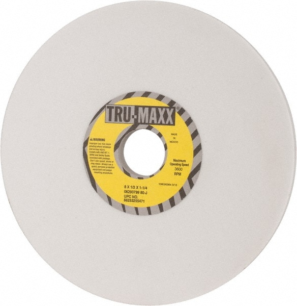 Tru-Maxx 66253255471 Surface Grinding Wheel: 8" Dia, 1/2" Thick, 1-1/4" Hole, 80 Grit, J Hardness Image