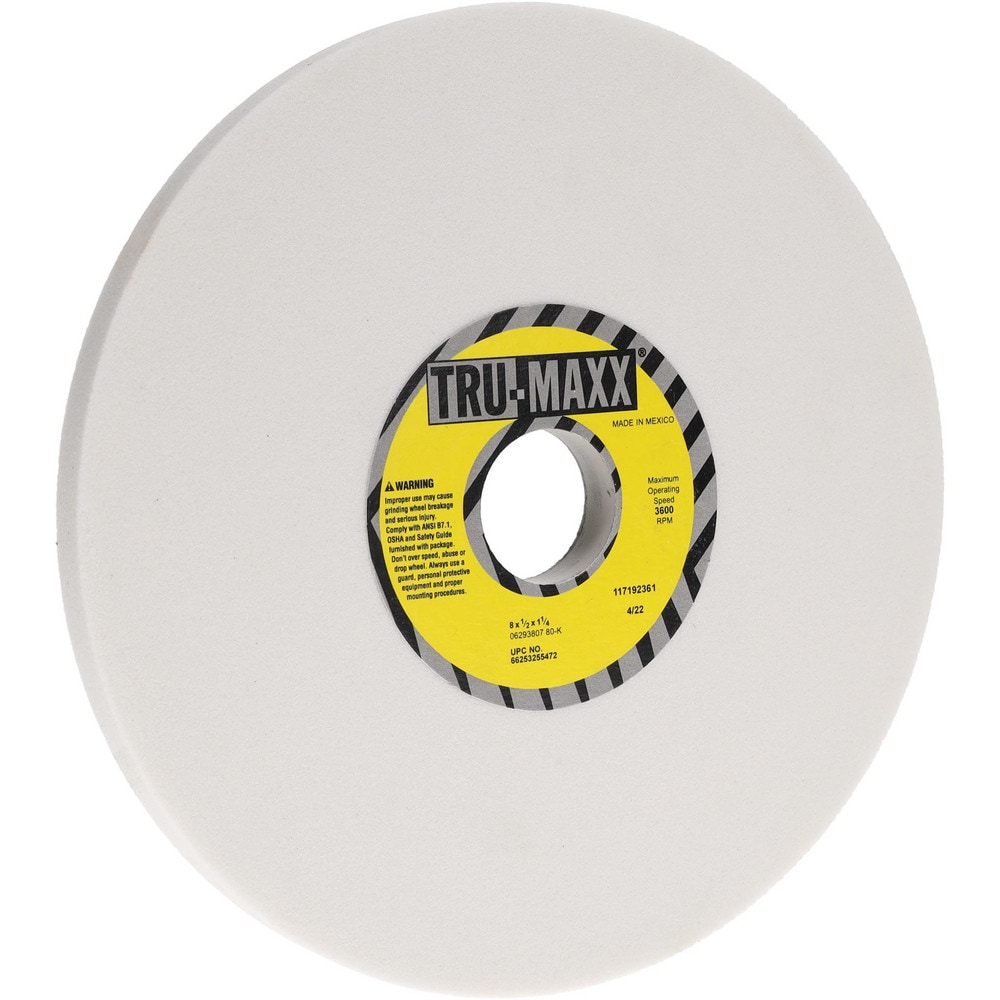 Tru-Maxx 66253255472 Surface Grinding Wheel: 8" Dia, 1/2" Thick, 1-1/4" Hole, 80 Grit, K Hardness Image