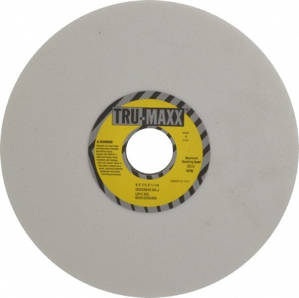 Tru-Maxx 66253292489 Surface Grinding Wheel: 8" Dia, 1/4" Thick, 1-1/4" Hole, 60 Grit, J Hardness Image