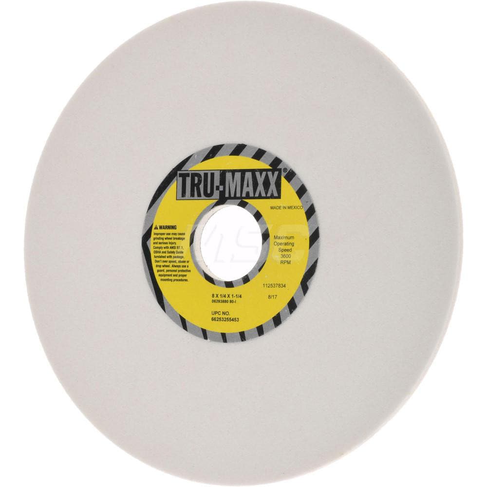 Tru-Maxx 66253255453 Surface Grinding Wheel: 8" Dia, 1/4" Thick, 1-1/4" Hole, 80 Grit, I Hardness Image