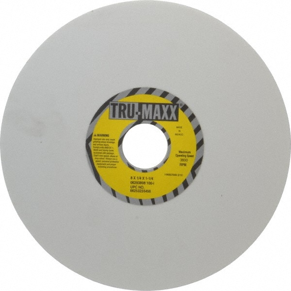 Tru-Maxx 66253255456 Surface Grinding Wheel: 8" Dia, 1/4" Thick, 1-1/4" Hole, 100 Grit, I Hardness Image