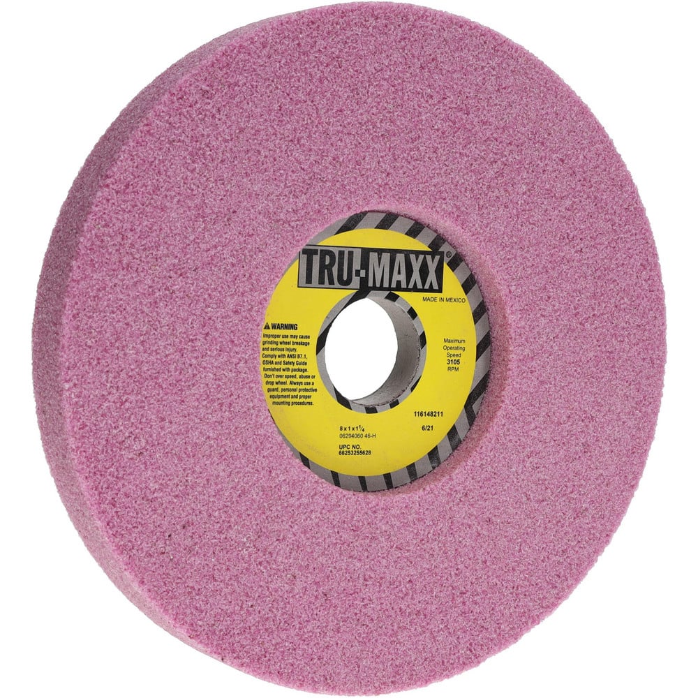 Tru-Maxx 66253255628 Surface Grinding Wheel: 8" Dia, 1" Thick, 1-1/4" Hole, 46 Grit, H Hardness 