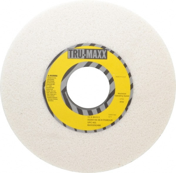 Tru-Maxx 66253292498 Surface Grinding Wheel: 12" Dia, 3/4" Thick, 3" Hole, 46 Grit, H Hardness 