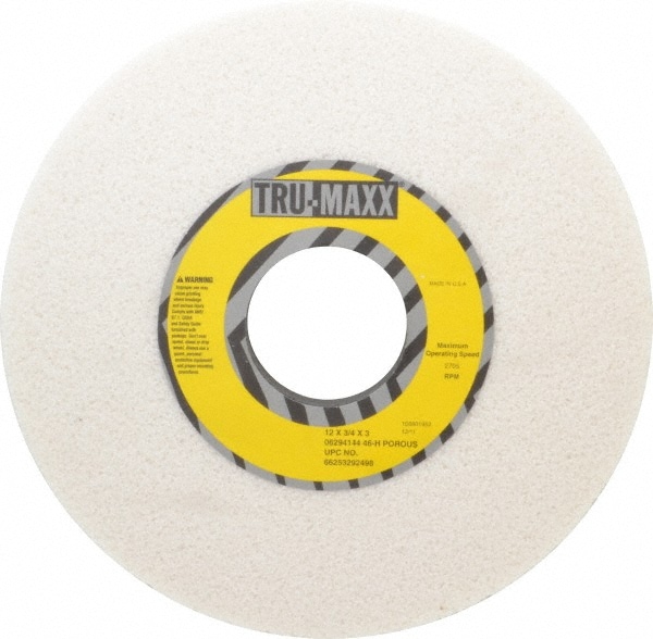 Tru-Maxx 66253292498 Surface Grinding Wheel: 12" Dia, 3/4" Thick, 3" Hole, 46 Grit, H Hardness Image