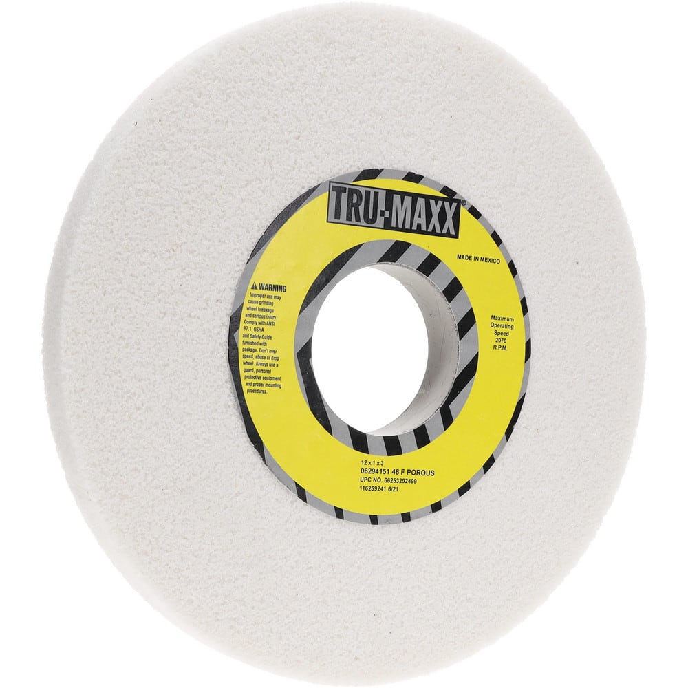 Tru-Maxx 66253292499 Surface Grinding Wheel: 12" Dia, 1" Thick, 3" Hole, 46 Grit, F Hardness 