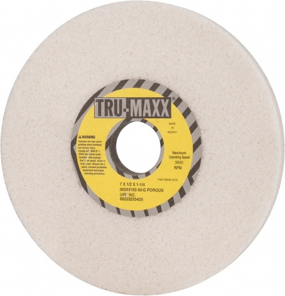 Tru-Maxx 66253255429 Surface Grinding Wheel: 7" Dia, 1/2" Thick, 1-1/4" Hole, 60 Grit, G Hardness Image