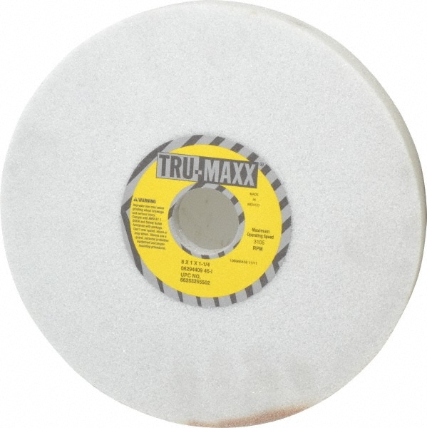 Tru-Maxx 66253255502 Surface Grinding Wheel: 8" Dia, 1" Thick, 1-1/4" Hole, 46 Grit, I Hardness 