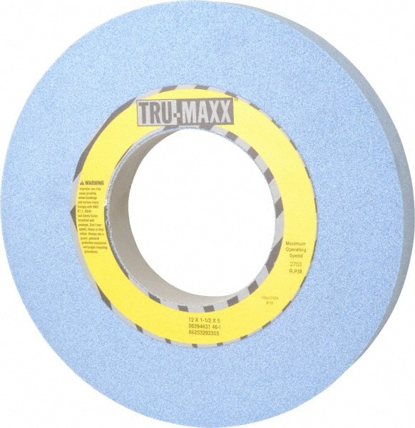 Tru-Maxx 66253292305 Surface Grinding Wheel: 12" Dia, 1-1/2" Thick, 5" Hole, 46 Grit, I Hardness 